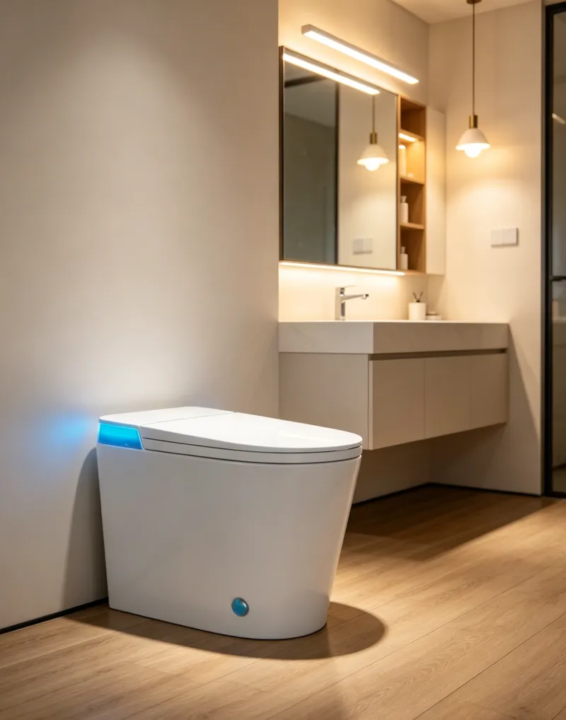 Modern smart toilet in a luxury bathroom