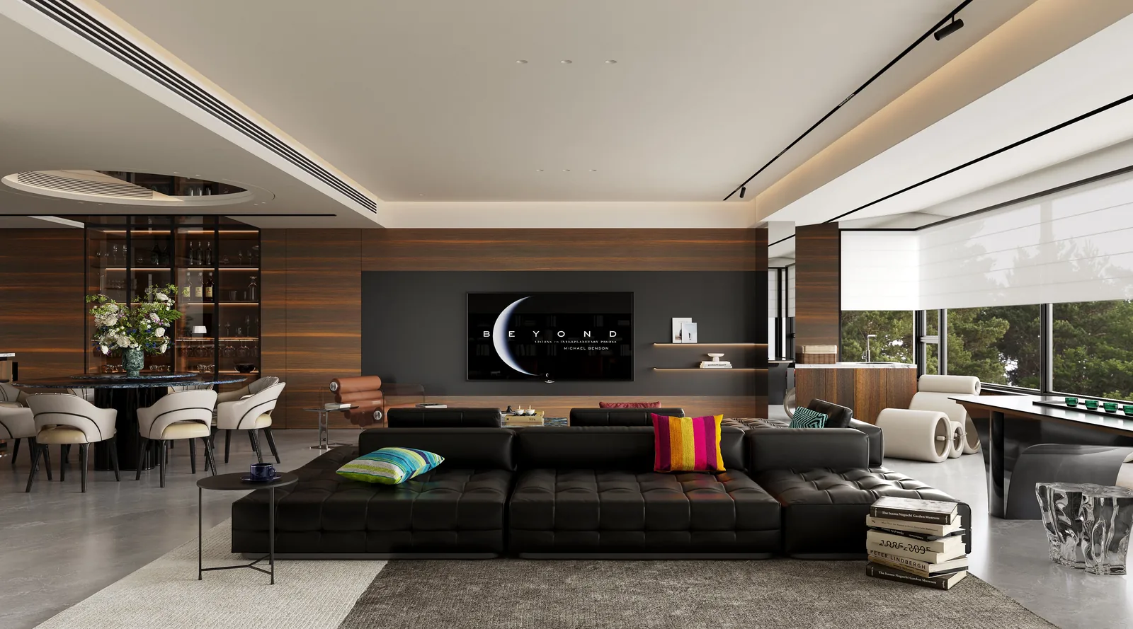 Dark Contemporary Loft — Living Room