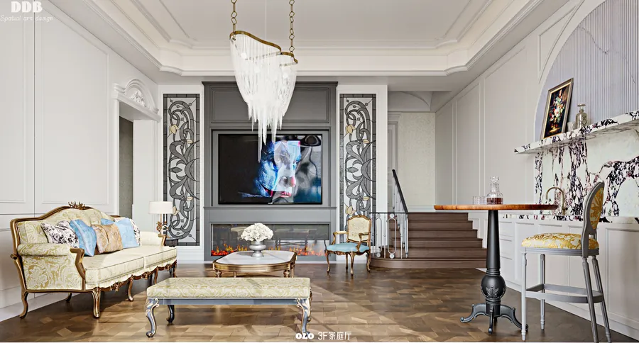 European Grand Manor — Living Room