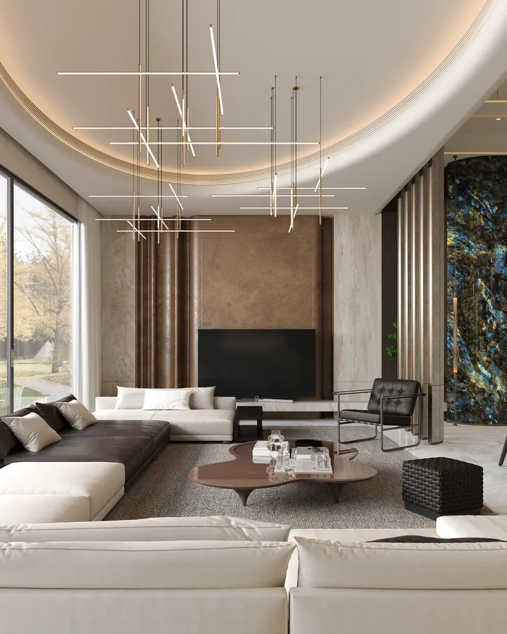 Warm Modern Villa — Living Room
